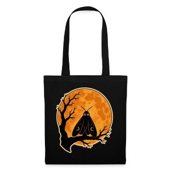 Mothman Moth Full Moon T-Shirt Halloween Vintage - Tote Bag - black - Front