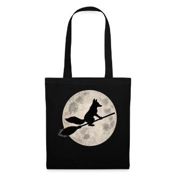 Motif de la pleine lune vintage de la sorcière renard d’Halloween - Sac en tissu - noir - Devant