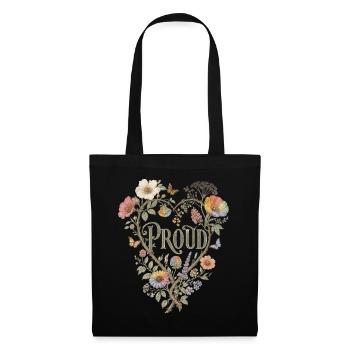 T-shirt fier en forme de cœur floral LGBTQ Pride vintage - Sac en tissu - noir - Devant