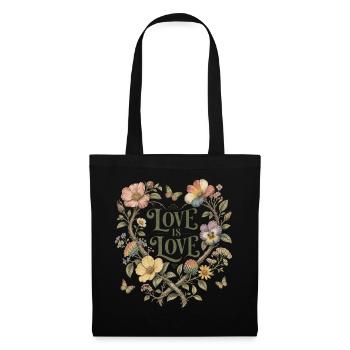 Love Is Love Floral Heart T-Shirt Pride Vintage - Tote Bag - black - Front