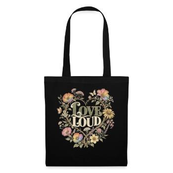 Liebe laut Blumen Motiv für Vielfalt und Liebe - Stoffbeutel - Schwarz - Vorne