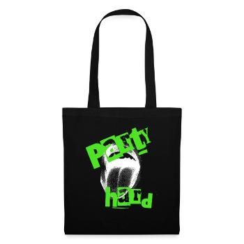 PARTY hard Totenkopf Grunge Design - Stoffbeutel - Schwarz - Vorne