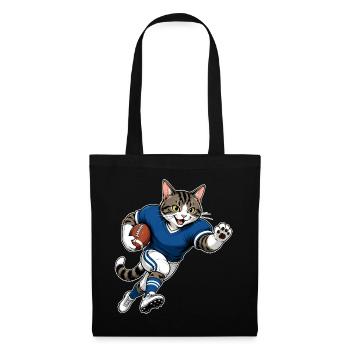 Football Katze – American Football Cat - Stoffbeutel - Schwarz - Vorne