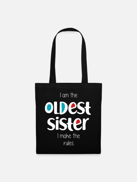 älteste Schwester - Stoffbeutel - Schwarz