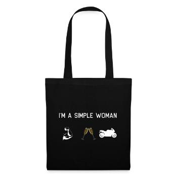 I am a simple woman - muscles sparkling wine motorcycle - Tote Bag - black - Front