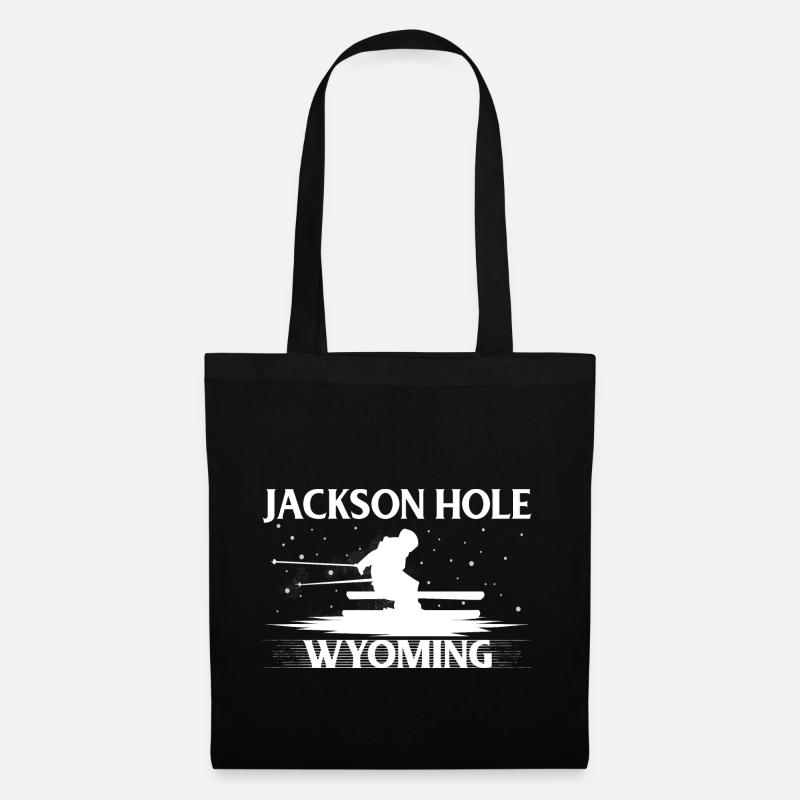 Jackson Hole Wyoming Skiing T Shirt Ski Gift Tee - Stoffbeutel - Schwarz