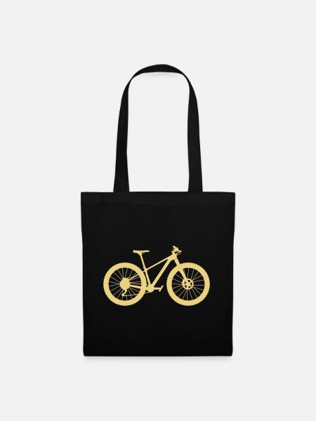 Fatbike MTB Schattengrafik Designfarbe wählbar - Stoffbeutel - Schwarz