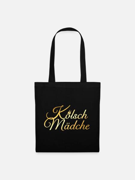 Kölsch Mädche mit Kölner Dom aus Köln - Stoffbeutel - Schwarz