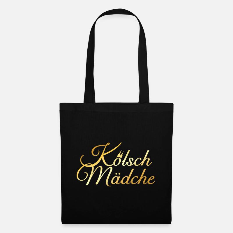 Kölsch Mädche mit Kölner Dom aus Köln - Stoffbeutel - Schwarz