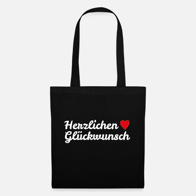 Herzlichen Glückwunsch Geburtstagsgruß - Stoffbeutel - Schwarz
