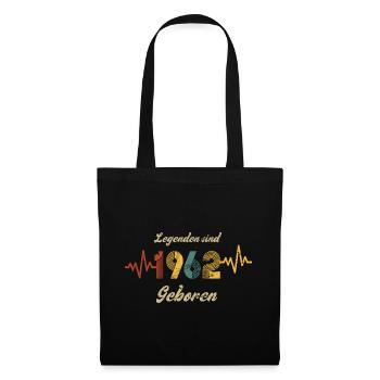 1962 Geburtstag Herzschlag Vintage Retro Spruch - Stoffbeutel - Schwarz - Vorne