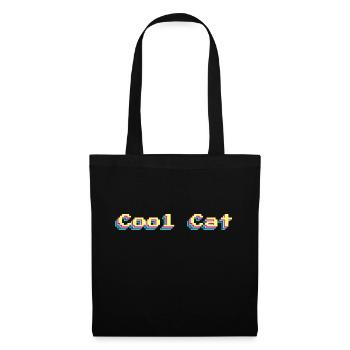 Cool Cat 90er Design Bunt 3D Pixel Art - Stoffbeutel - Schwarz - Vorne