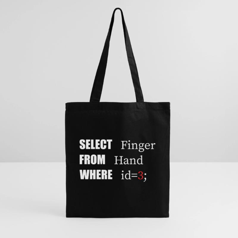 Doigt de sélection à la main, code amusant. Langage des codeurs Sac en tissu