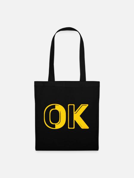 OK okay retro raster Buchstaben O.K. 70er vintage - Stoffbeutel - Schwarz