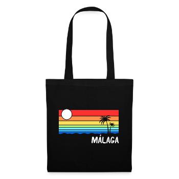 Málaga Andalusien Spanien Urlaub Malaga - Stoffbeutel - Schwarz - Vorne