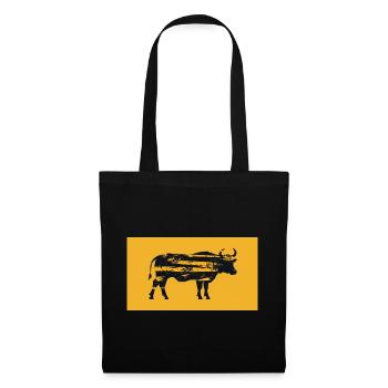 Black and yellow striped silhouette of a bull - Tote Bag - black - Front