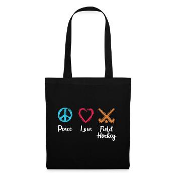 Peace Love Hockey sur gazon - Sac en tissu - noir - Devant