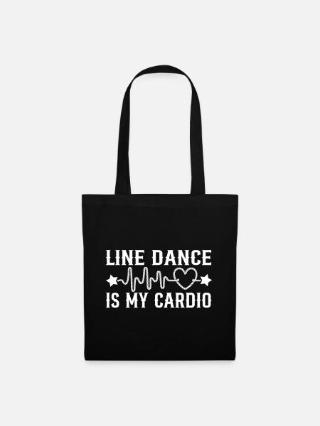 Line Dance Cardio Herzschlag Motiv - Stoffbeutel - Schwarz