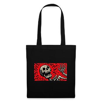 Skelett im Blutrot Retro-Print - Stoffbeutel - Schwarz - Vorne