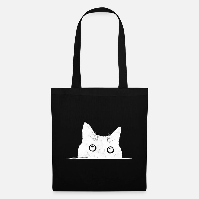Guckende Katze - Stoffbeutel - Schwarz