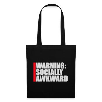 Warning Socially Awkward Lustig Sozial Unbeholfen - Stoffbeutel - Schwarz - Vorne