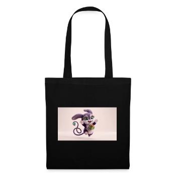 Cute fluffy purple 3D character holding a green gi - Stoffbeutel - Schwarz - Vorne