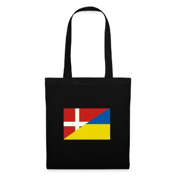 Dänemarkische Ukraine-Flagge – dänische und ukrainische Flagge - Stoffbeutel - Schwarz - Vorne