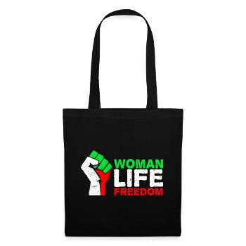 Woman, Life, Freedom | Free Iran! | Mit Flagge - Stoffbeutel - Schwarz - Vorne