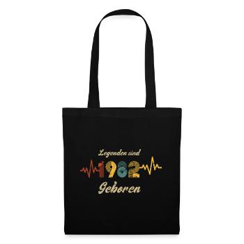 1982 Baujahr Geburtstag Vintage Herzschlag Spruch - Stoffbeutel - Schwarz - Vorne