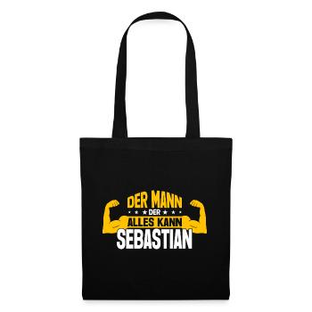 Sebastian Der Mann Der Alles Kann Name Sebastian - Stoffbeutel - Schwarz - Vorne
