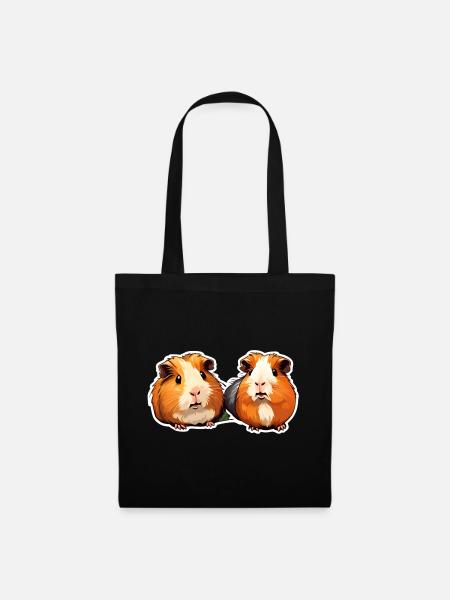 Niedliche Meerschweinchen-Aufkleber-Illustration - Meerschweinchen - Stoffbeutel - Schwarz