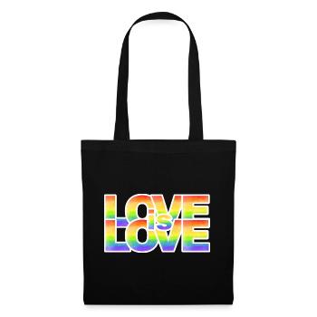 Regenbogen Liebe Schriftzug - Stoffbeutel - Schwarz - Vorne