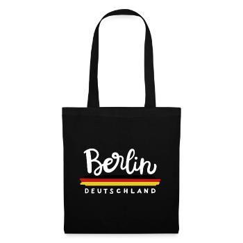 Berlin Deutschland Deutsche Flagge - Stoffbeutel - Schwarz - Vorne