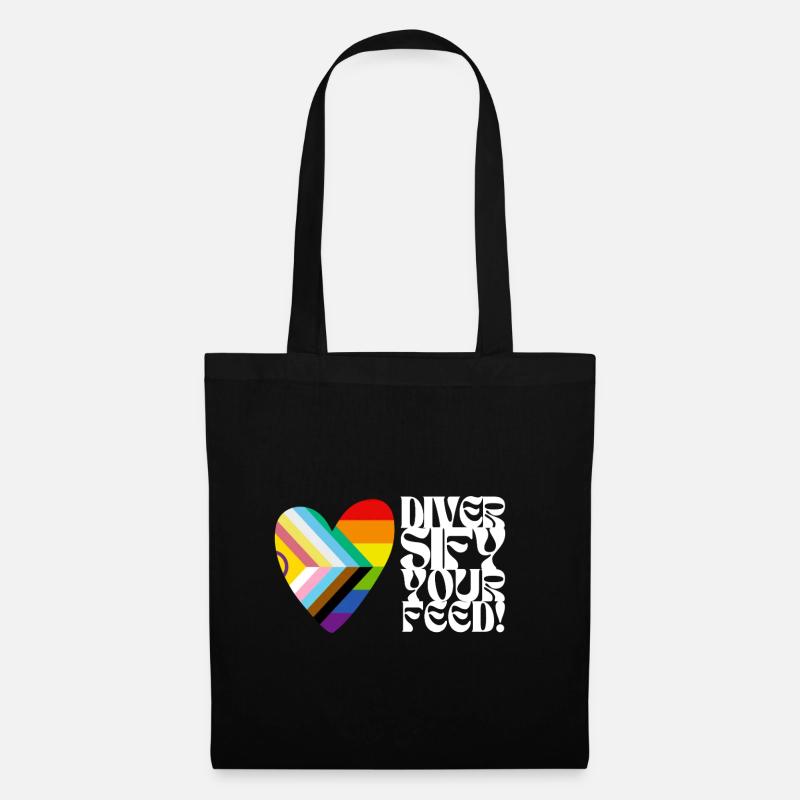 🌈♿ Diversify Your Feed–Progress Pride&Disability - Stoffbeutel - Schwarz