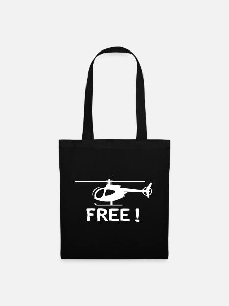 Helikopter Design – Fly Free! - Stoffbeutel - Schwarz