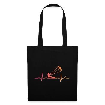 Kitesurfen Heartbeat Kiteboard Surf - Stoffbeutel - Schwarz - Vorne