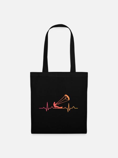 Kitesurfen Heartbeat Kiteboard Surf - Stoffbeutel - Schwarz