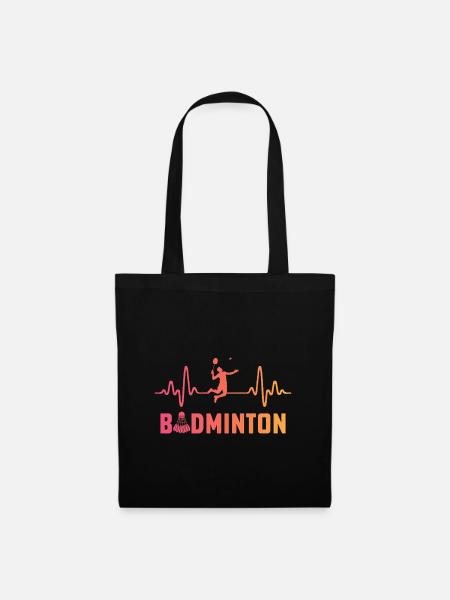 Badminton herzschlag badmintonspieler - Stoffbeutel - Schwarz