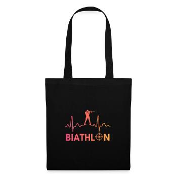 Biathlon Herzschlag Biathlet - Stoffbeutel - Schwarz - Vorne