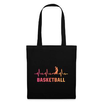 Basketball herzschlag basketballspiel - Stoffbeutel - Schwarz - Vorne
