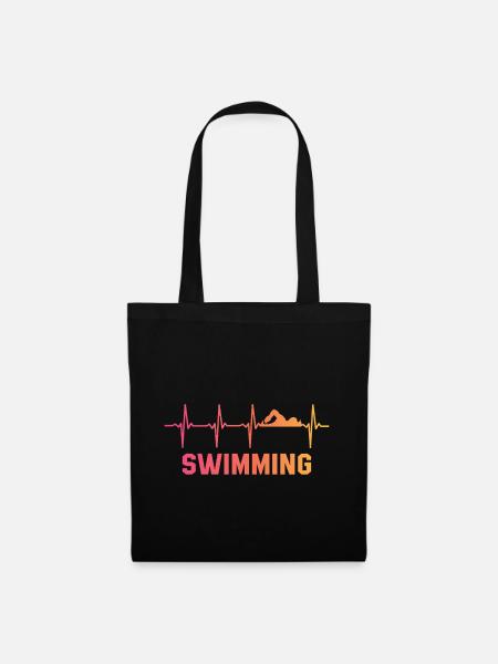 Schwimmer Herzschlag Schwimmen - Stoffbeutel - Schwarz