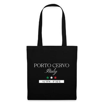 Porto Cervo Italien Souvenir Reise minimalistisch - Stoffbeutel - Schwarz - Vorne