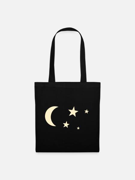 Mond und Sterne - Stoffbeutel - Schwarz