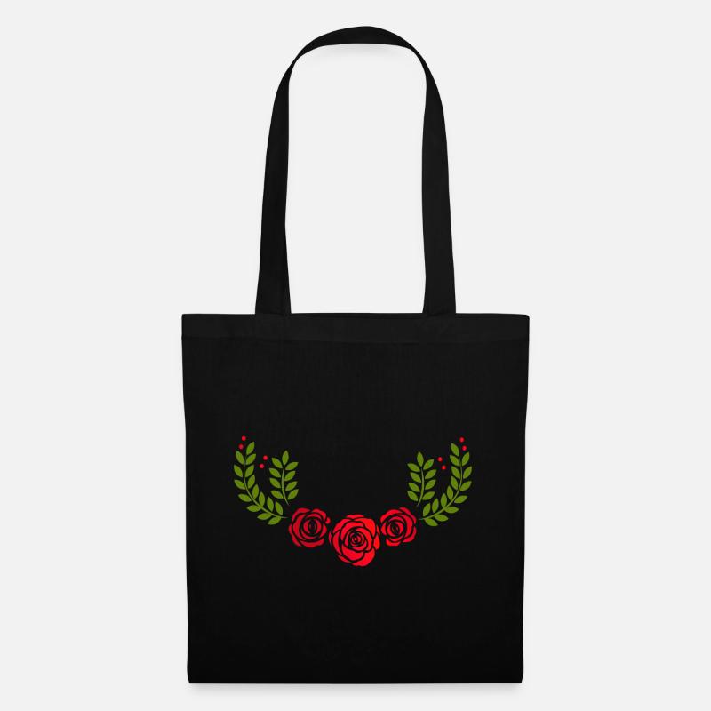 Rote Rosen - Stoffbeutel - Schwarz