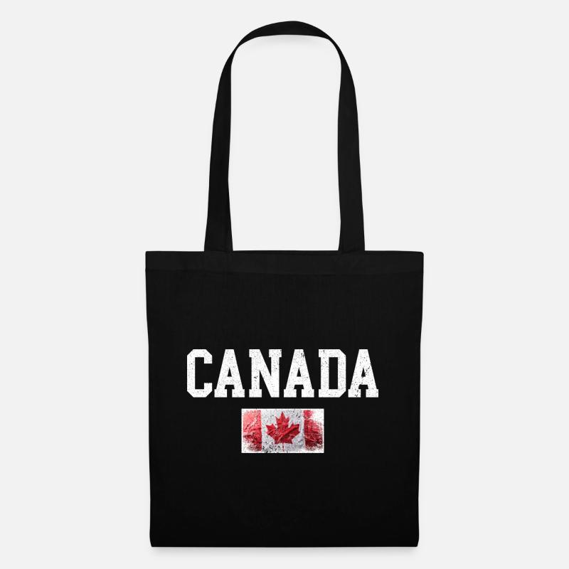 Drapeau du Canada en érable vieilli - Sac en tissu - noir