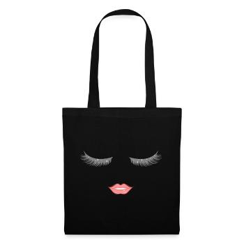 Extravagantes Wimpern und Lippen Design - Stoffbeutel - Schwarz - Vorne
