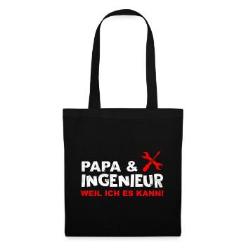 Papa & Ingenieur Spruch Vatertags Geschenk - Stoffbeutel - Schwarz - Vorne