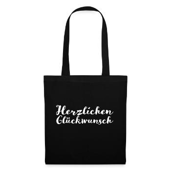 Herzlichen Glückwunsch - Stoffbeutel - Schwarz - Vorne
