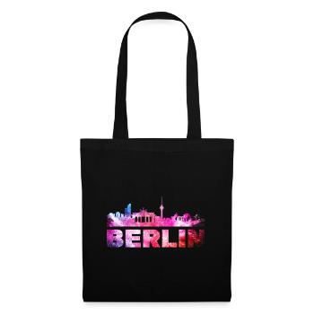 Berlin Germany City Skyline Font Splash - Tote Bag - black - Front