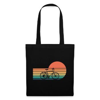 Retro Fahrrad Radfahrer - Stoffbeutel - Schwarz - Vorne